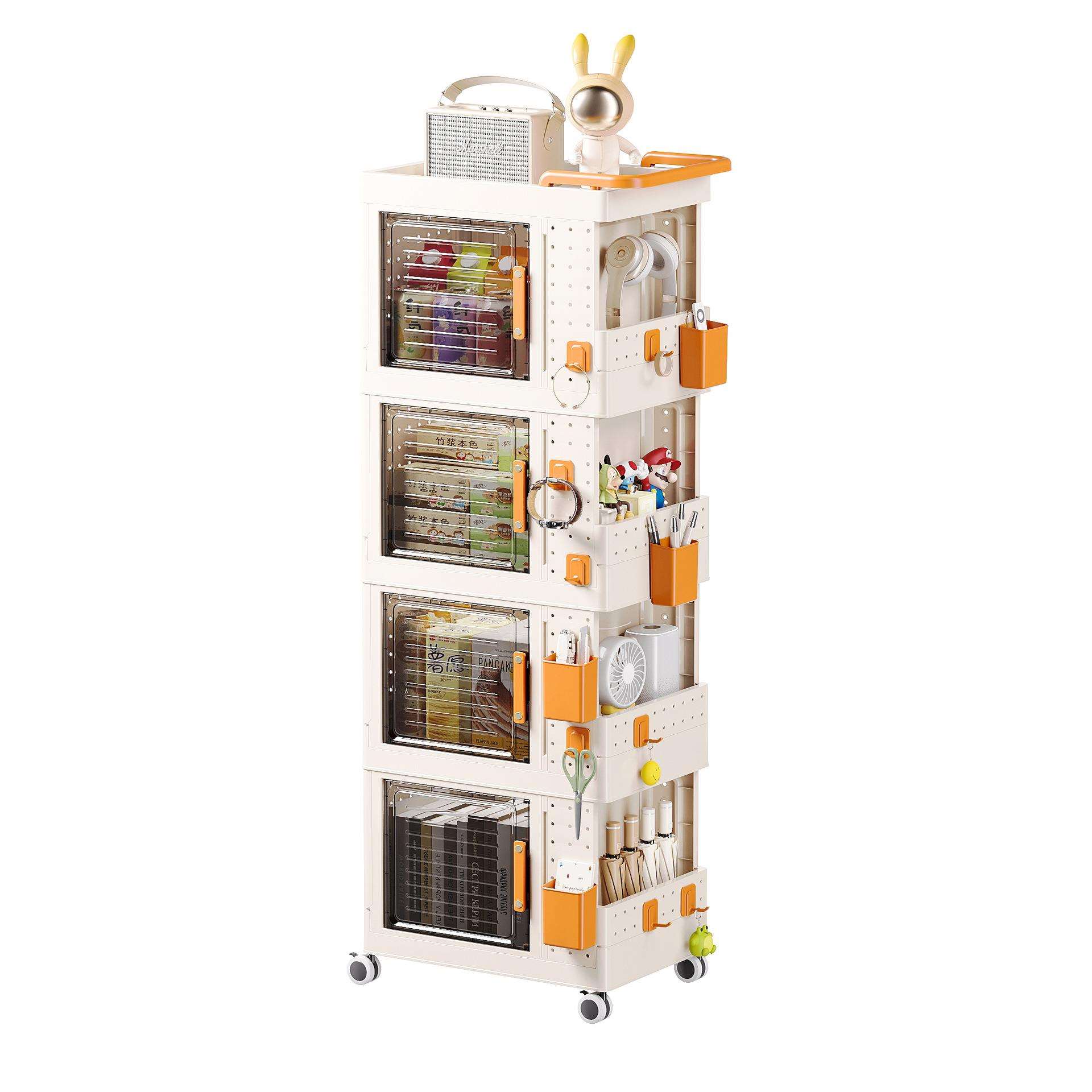 Household book box hole board large capacity folding storage trolley book storage cabinet storage box book organizing box