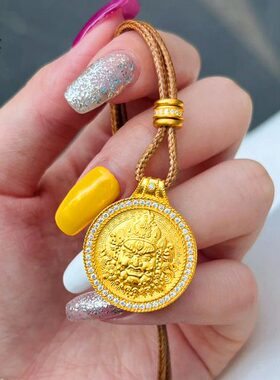 古钻店999同款财神法复古中国风金黄送女友钻沙金实心财神点点黄