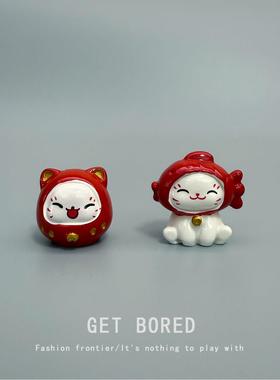 无聊了！治愈情绪工位桌面元宝招财猫小摆件车载汽车车内装饰饰品