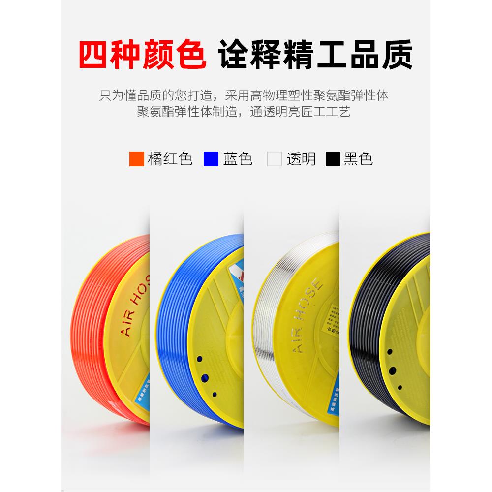 PU气管8mm气动软管空压机气泵高压管4/6/12/10mm透明汽管木工气线 - 图2