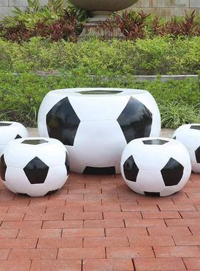 户外玻璃纤维组合足球桌椅摆件休闲 区篮球座椅坐凳广场公园庭院