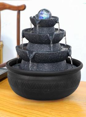 招财风水轮流水喷泉办公室生财风水球摆件客厅桌面循环水工艺品礼