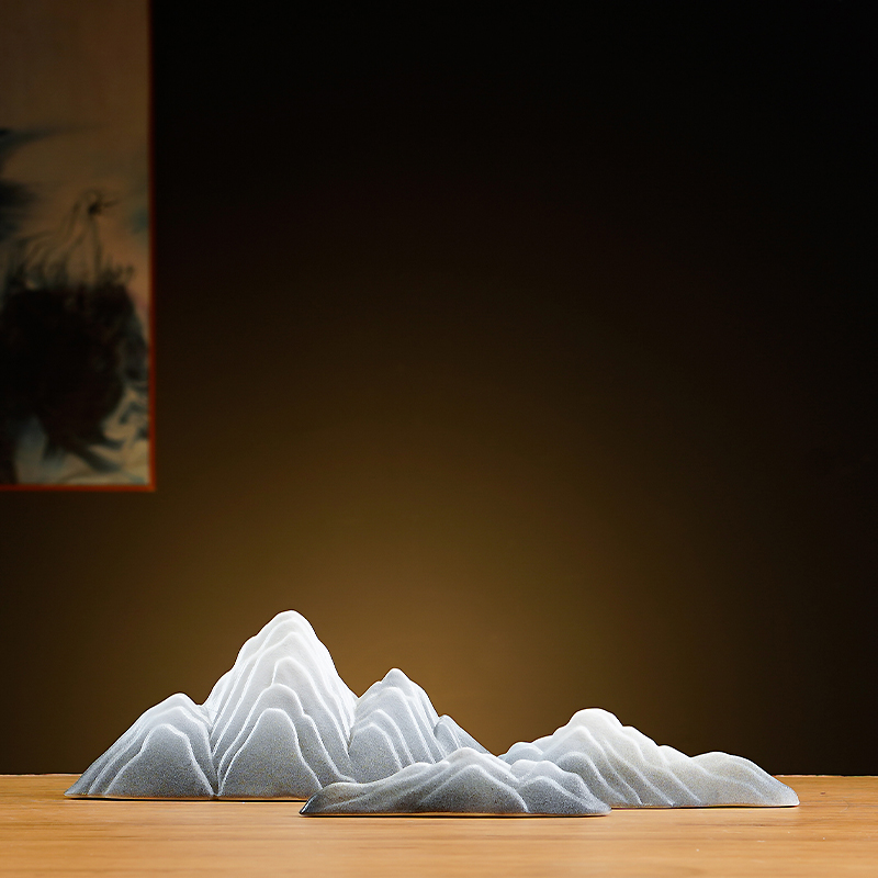 中式创意家居沙盘枯山水刘钱陶瓷假山玄关茶室桌面鱼缸造景装饰品 - 图3