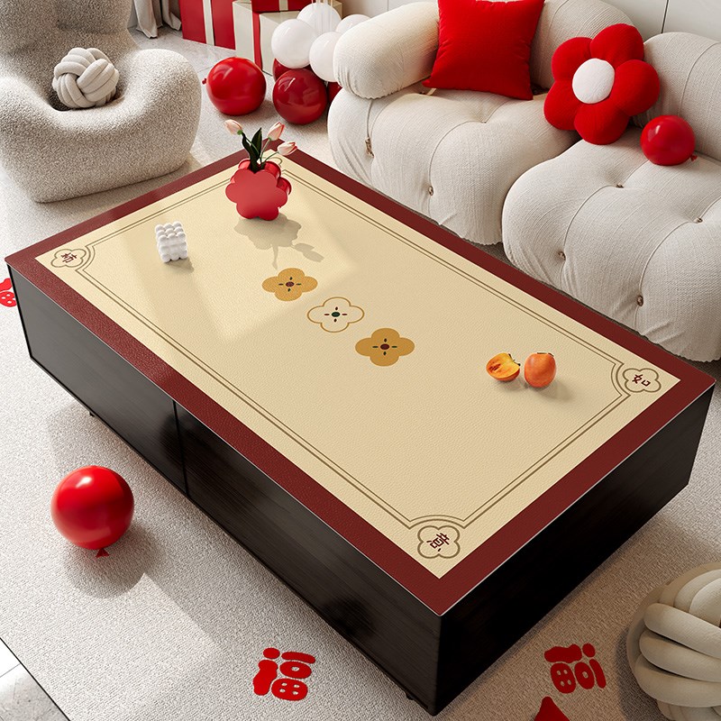 个性国潮茶几桌布防水防油免洗防烫台面垫子高级感皮革餐桌垫台布 - 图2