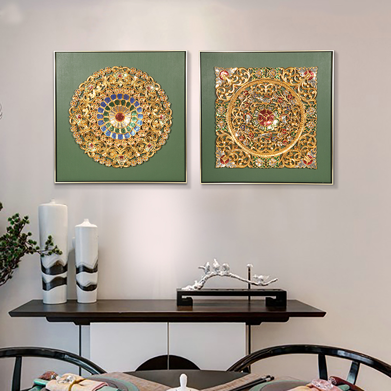 泰域泰国手工木雕雕花板实物画东南亚客厅卧室装饰画玄关挂画壁饰 - 图1