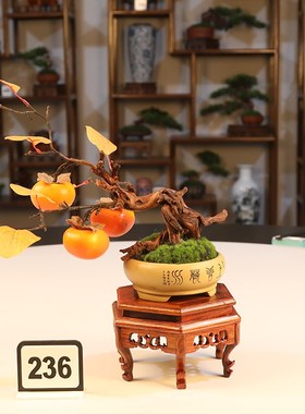 仿真柿子树餐桌多宝阁玄关造景艺沙发角几架茶几茶台书桌