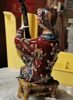 石湾陶瓷公仔五乐仕女手工家居客厅店铺创意礼品装饰摆设