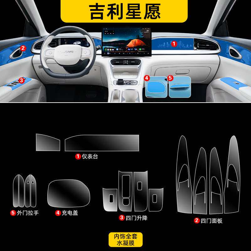 Geely Xingyuan special interior control film screen protection tempered film interior decoration accessories modified car stickers