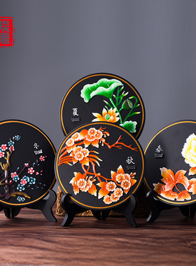 金乌炭雕梅兰竹菊创意家居工艺品客厅书房办公室活性炭艺术品