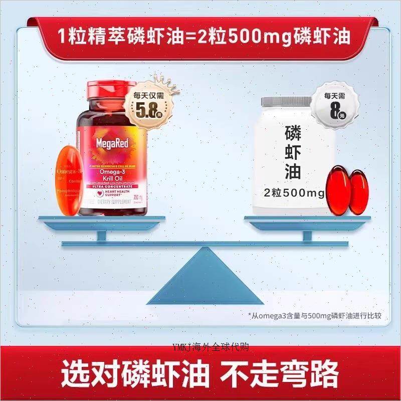MegaRed脉拓磷虾油美国原装进口高纯南极迈拓精粹鱼油500mg/750R,淘宝优惠券,粉丝福利购,淘宝优惠卷