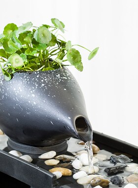 客厅古法缸生态缸养鱼造景鱼缸水循环流水水景全餐