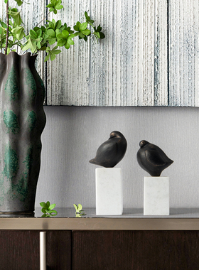 zon 现代金属大理石级感艺术品小鸟茶几橱柜装饰品