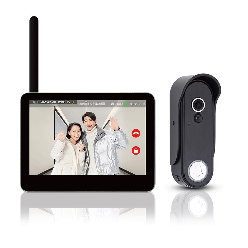 无线智能可视门铃带显示屏免打孔视频对讲别墅防水家用监控猫眼 - 图1
