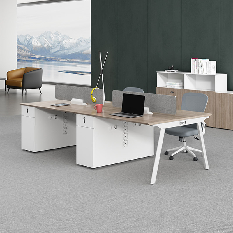 斜边办公桌椅现代卡座2四六人职员桌办公室屏风工位 - 图0