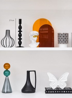 现代样板间书柜软装家居饰品陶瓷雕塑创意