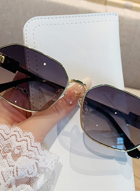 跨境新款M家多边形太阳镜个性复古潮流字母遮阳墨镜女ins网红眼镜