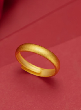 拼多多走量活动款越南沙金哑光条戒男女同款纯铜镀金活口素面指环