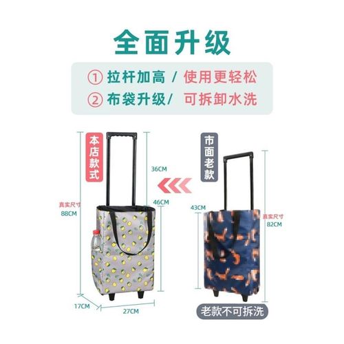 新款买菜车折叠家用购物小拉车菜篮便携老年人超市拖车手拉杆推车 - 图3