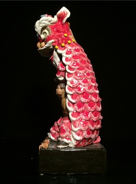 石湾公仔陶瓷醒狮摆件客厅玄关工艺品开业商务送礼精品黄飞鸿舞狮