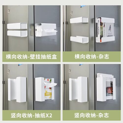 【新品】磁吸纸巾盒冰箱置物架厨房纸巾架子湿巾纸盒免打孔抽纸盒 - 图2