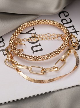 3PCS/Set Fashion Thick Chain Link Bracelets BanRgles For Wom