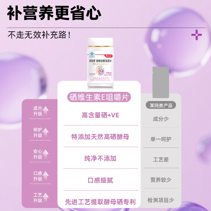 仁和硒维生素e富硒酵母咀嚼片补硒补维生素E男女官方旗舰店正品美