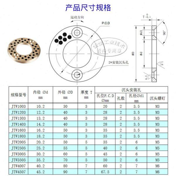 镶嵌石墨铜垫 JTW35止推垫片 35.2*70*5 无油自润滑 耐磨垫圈衬套 - 图2