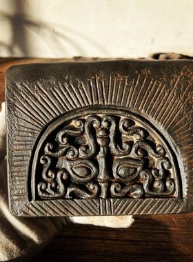 中式复古汉砖雕刻秦砖汉瓦当立体成品简约室内新款拓片制作