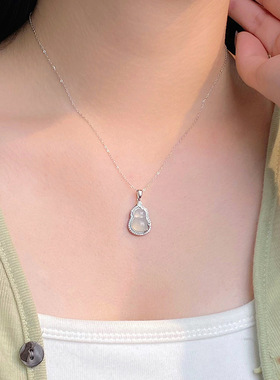 阿宝S999足银小众白玉髓葫芦项链女轻奢高级感个性风潮项链代发