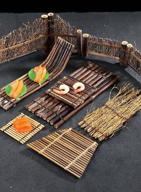 刺身装饰品摆件日式烤肉竹排竹篱笆海鲜姿造摆盘道具酒店冷菜盘饰