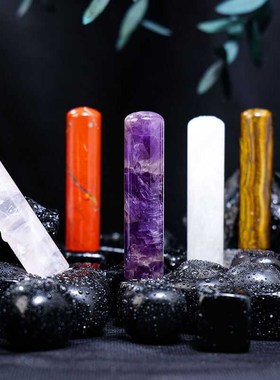 天然紫粉水晶白水晶圆柱摆件水晶家居客厅装饰品开业乔迁礼品