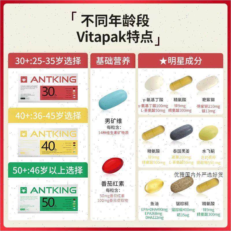 ANTKING蚁王每日营养包男士进口保健品艳紫铆鱼油精氨酸水飞蓟R,淘宝优惠券,粉丝福利购,淘宝优惠卷