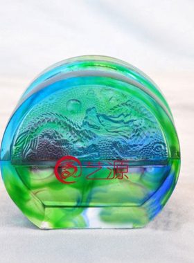 琉璃摆件双龙名片夹创意时尚办公桌饰品客户同事生日礼品礼物实用