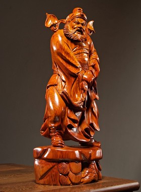 梨木雕钟馗像福神钟馗雕像家居客厅店铺玄关办公装饰工艺品