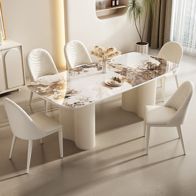 法式奶油风岩板餐桌椅子半岛台饭桌小户型家用新款西餐桌,淘宝优惠券,粉丝福利购,淘宝优惠卷