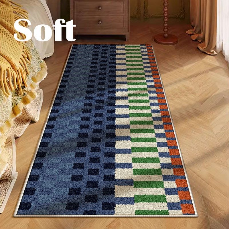 in复古风棋盘格卧室地毯沙发茶几地垫家用衣帽间镜前防滑床边毯,淘宝优惠券,粉丝福利购,淘宝优惠卷