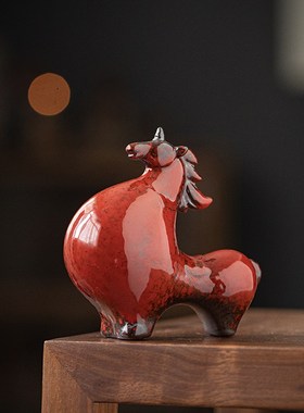 陶瓷小号唐马国风摆件创意家居客厅办公桌面招财马到成功装饰摆设