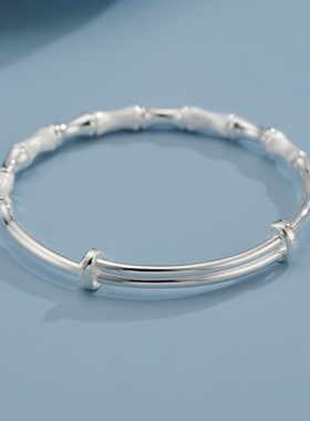 顺钦实心999纯银手镯女银节竹足银手镯楼送女生礼物年轻款手饰S9