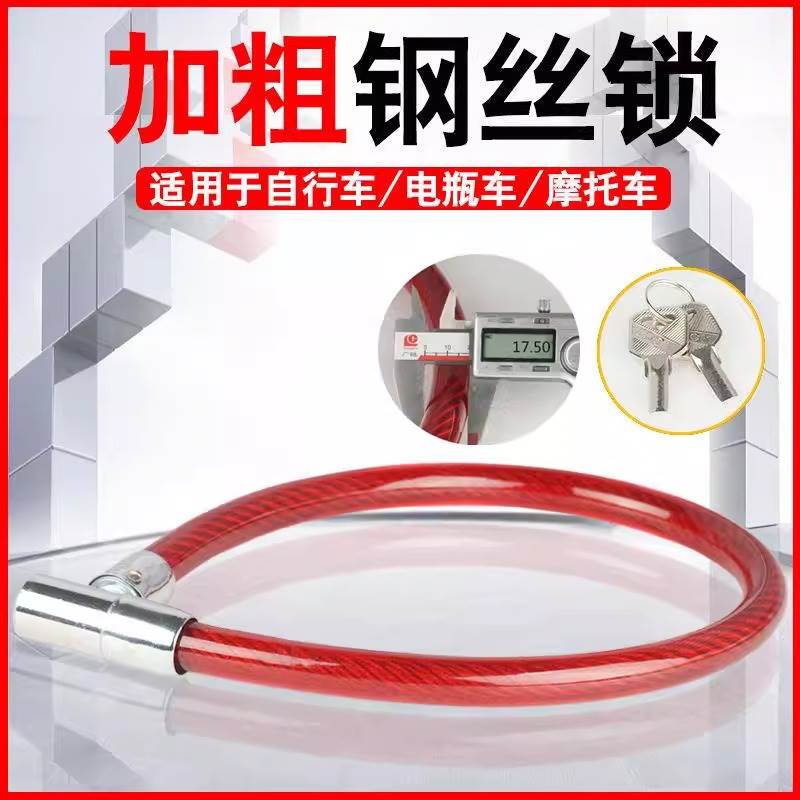 炼子锁小炼条锁小型炼条锁自行车加粗钢缆锁钢丝锁环形锁圈锁单车 - 图0