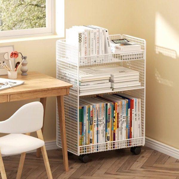 桌下小书架带轮书本收纳架书柜家用落地置物架移动书桌旁学生简易,淘宝优惠券,粉丝福利购,淘宝优惠卷