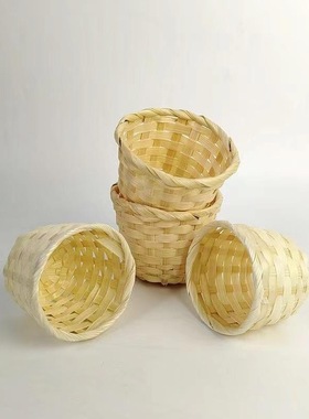 刺身竹篮摆件三文鱼装饰小花篮竹