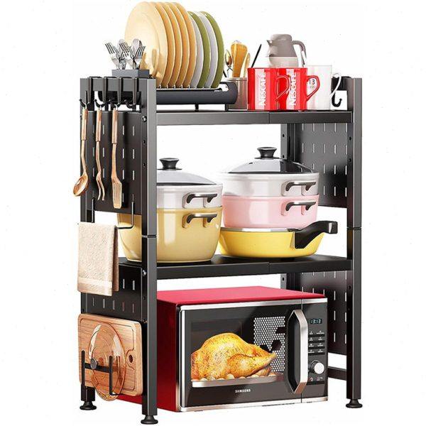 伸缩微波炉置物架可调节层厨房家用双层台面电饭锅烤箱收纳架子,淘宝优惠券,粉丝福利购,淘宝优惠卷