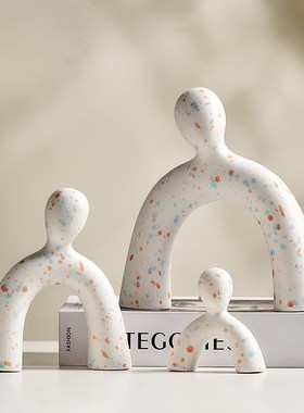 一家三口酒柜摆件客厅电视玄关家居软装I饰品意式设计师小众高级