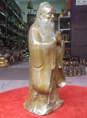纯铜孔子铜孔夫子像黄铜孔圣人文圣人铜器摆件馈赠礼品工艺品摆设