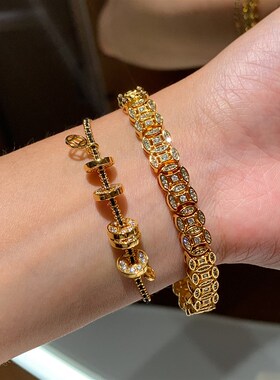 盘缠铜钱手錬女款轻奢精致时尚金色五帝钱玄学轻奢高级感手串