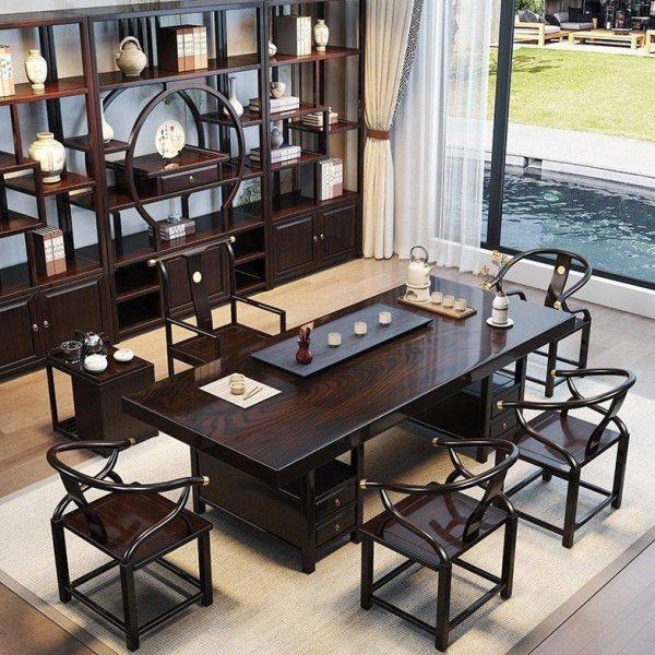 黑檀木实木大板茶台茶桌椅组合现简约公家用新中式一体泡茶台,淘宝优惠券,粉丝福利购,淘宝优惠卷