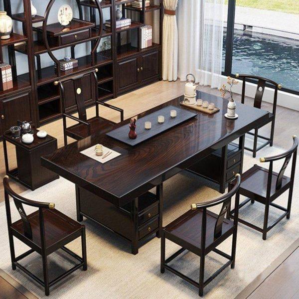 黑檀木实木大板茶台茶桌椅组合现简约公家用新中式一体泡茶台,淘宝优惠券,粉丝福利购,淘宝优惠卷