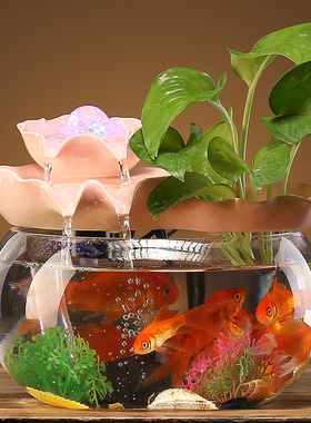 客厅小型循环流水喷泉鱼缸创意假山瀑布家居装饰养鱼送礼