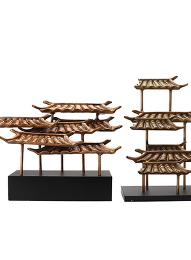 现代新金属屋檐软装饰品电视酒柜玄关酒店陈设艺术样板房