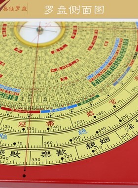 易仙强磁针寸综合四层旋转罗盘三元合长生水法红色罗庚盘